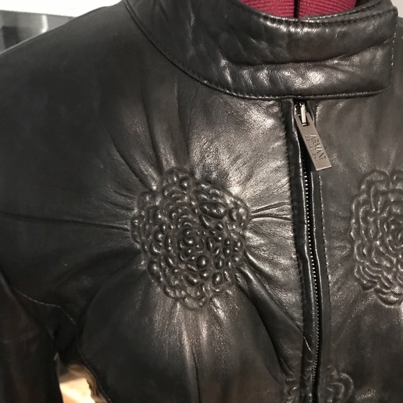 Armani Collezioni Flower Lambskin Leather Jacket - Picture 3 of 8